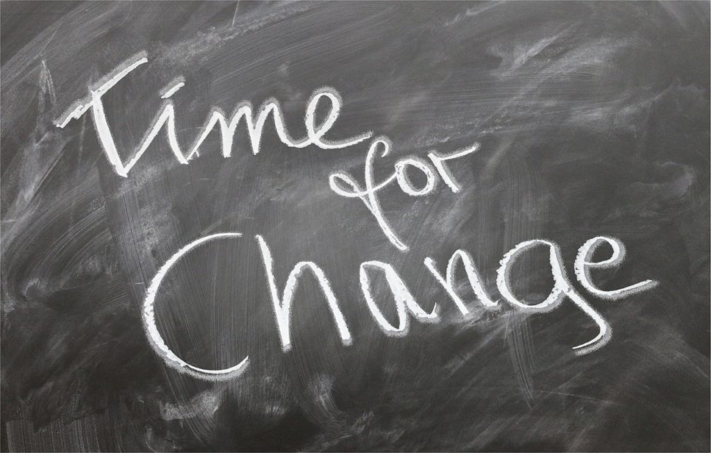 Time For Change Written On Blackboard