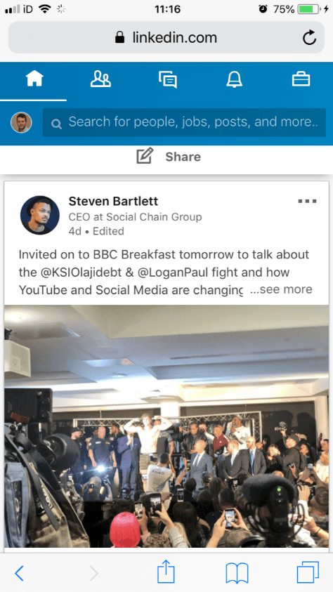 Screenshot Of LinkedIn Web App