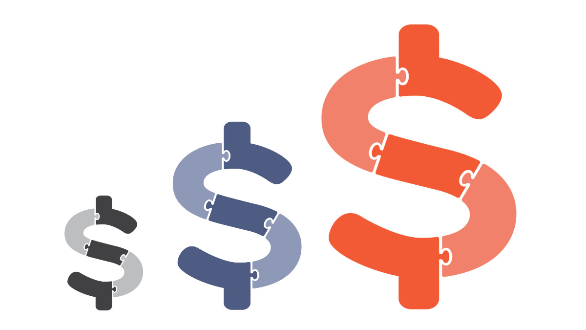 Three Dollar Signs In Different Colours
