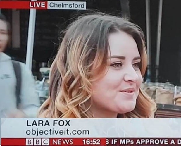Lara Fox featuring on BBC News